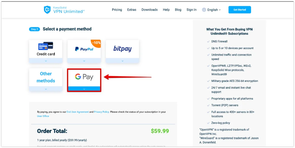 Select Google Pay