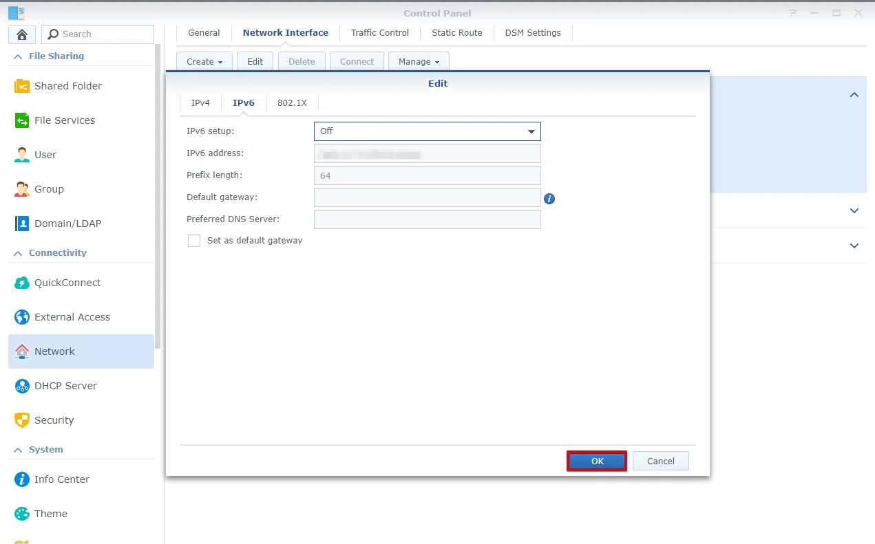 VPN on Synology, disabling IPv6