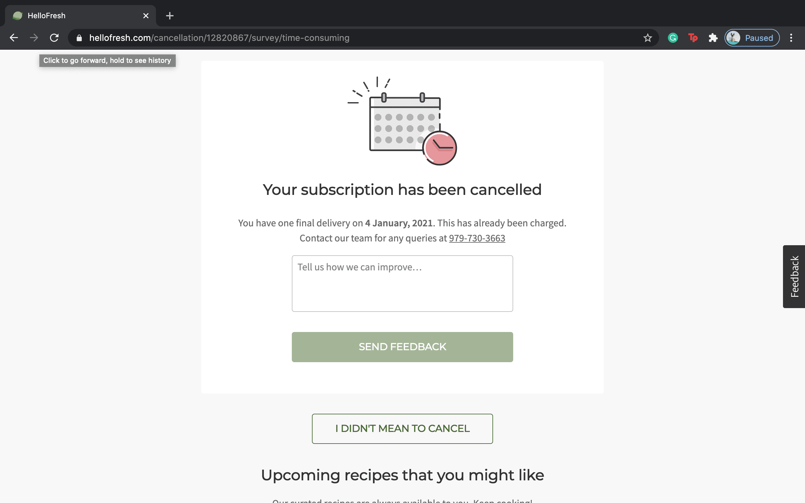Your subscription has been cancelled