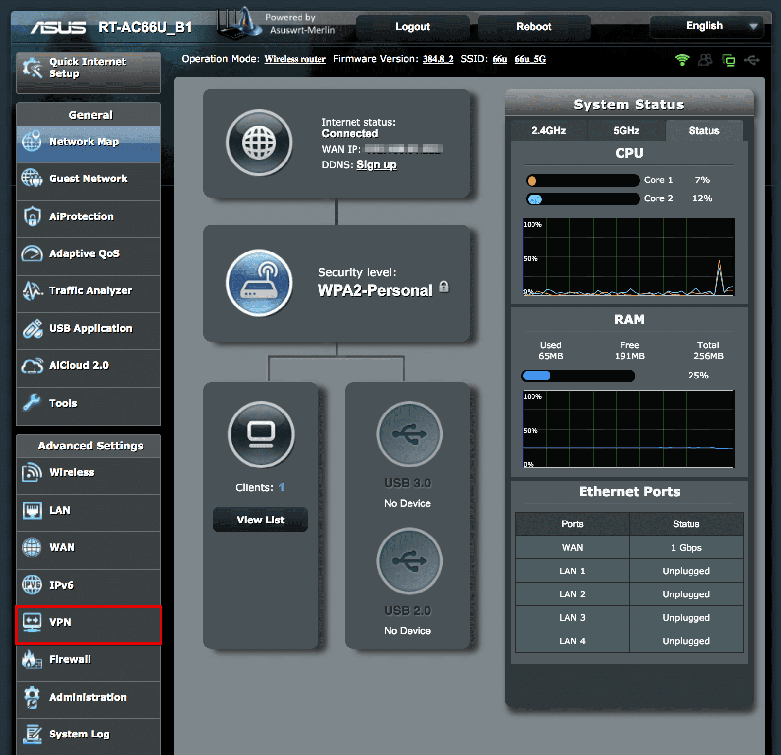 How to setup VPN on Asuswrt-Merlin router: Network Map