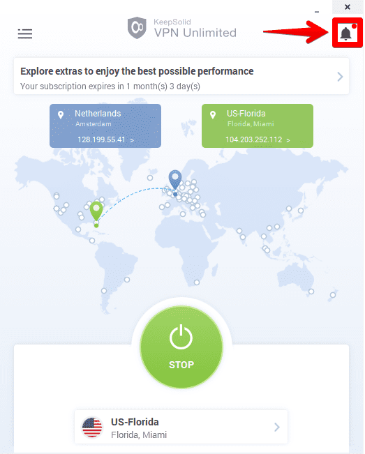 How to use a VPN on PC: Notifications tab