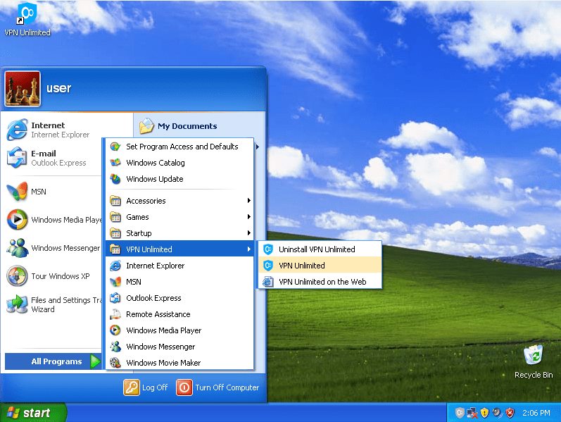 Launch the VPN Unlimited application on Windows XP SP3 PC