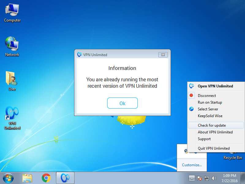 How to install VPN App on Windows 7 - Update to the latest version of the VPN application