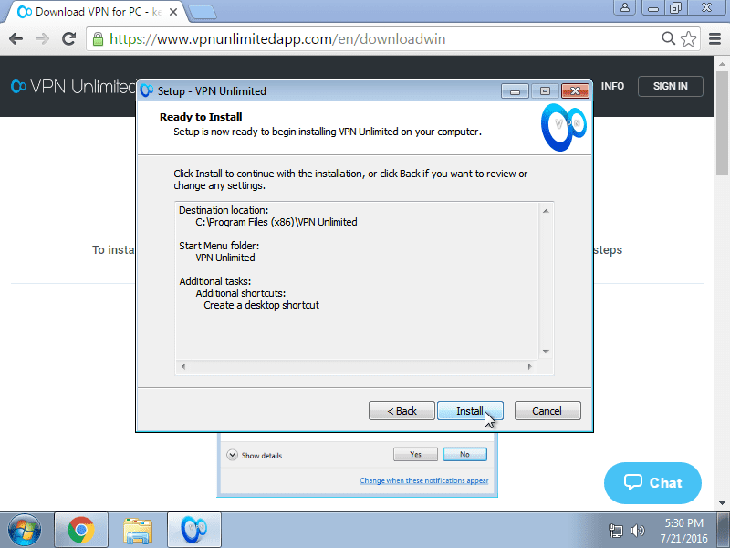 How to install VPN App on Windows 7 - In the next window, click Install to start the installation